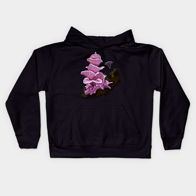 Hang Gliding off Pink Pagoda Mushroom Kids Hoodie by H. R. Sinclair